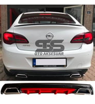 Opel Astra J Difüzör Arka Tampon Eki 2 Egzoz Çıkışlı Kırmızı Lüx Tip