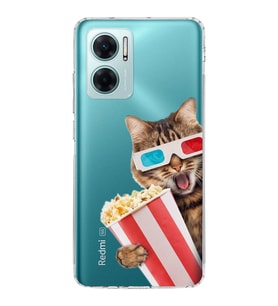 PrintiFy Xiaomi Redmi Note 11E ile Uyumlu 1mm Slim Fit Kedi 1 050b Baskılı Şeffaf  Kılıf