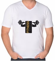 BK Gift Bodybuilder Tasarımlı V Yaka Tişört-3 (Beyaz)