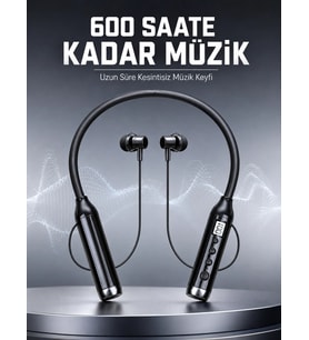 Dijital Göstergeli Boyun Tipi Bluetooth Kulaklık Mikrofonlu Çağrı Ve Müzik Kontrollü Çift Cihaz Bağl