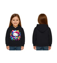 Unisex hello kity  Baskılı Çocuk Swaetshirt  Baskılı Kapüşonlu 3 İplik Şardonlu (Siyah)