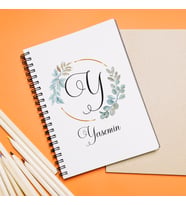 Baş Harfli İsimli Çiçekli Defter Kişiye Özel