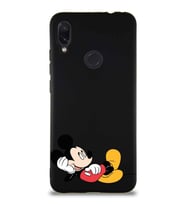 Xiaomi Redmi Note 7 Soft Premier Kapak Mickey Mouse-F Tasarımlı Silikon Kılıf - Siyah (Şeffaf)