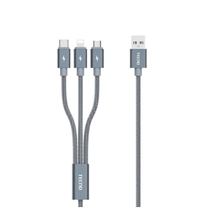 Tecno TCN31 3in1 Lightning, Type-C, Micro Çıkışlı Örgülü Hızlı Data ve Şarj Kablosu (TECNO Türkiye Garantili)