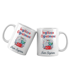 Kişiye Özel İngilizce Öğretmeni Kupa Bardak – İsim Yazılı İngilizce Öğretmeni Meslek Kupası Öğretmen Hediyesi (Beyaz)