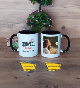 Ortopedi Uzmanı Kupa Bardak Siyah Fotoğraflı Tıp Bayramı Hediyesi