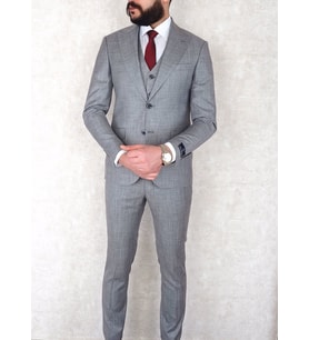 Jan Carlucci Slimfit Yelekli Drop 6 Takım-Gri
