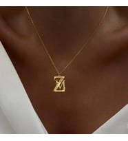 Kişiye Özel 925 Ayar Gümüş Çift Tasarım Harf Kolye Sevgililer Günü Hediye Takı (Gold)