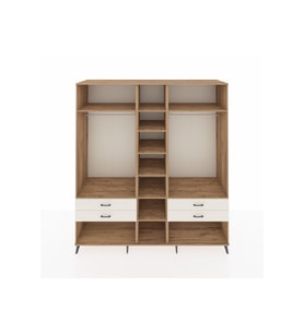 Kronos Dolap 10 Raflı 4 Çekmeceli 2 Askılı 220x59x243 Çam-Çam/Aytaşı