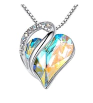 Monemel Kristal Taşlı Mini Beyaz Kalp  Kolye (Altın Kaplama)