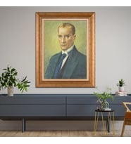 Altın Varaklı Çerçeveli Paspartulu Atatürk Tablo z4986 (Gold)