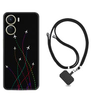 Vivo Y16 Kılıf Silikon Boyun Askılı İpli Desenli Silikon Line Planet 1736