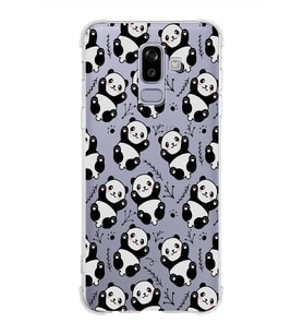 Samsung Galaxy J8 (2018)  Köşe Korumalı Antişok Kapak Panda Tasarımlı Şeffaf Silikon Kılıf