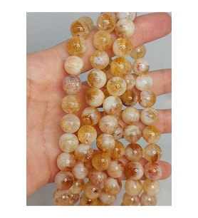 Bileklik Boy Sitrin Taşı Açık & Koyu Karışık Renk Yarım Dizi 10mm (18CM UZUNLUĞUNDADIR)