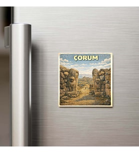 Çorum Şehri - Pop-Art Travel - 9x9 cm Buzdolap Magneti
