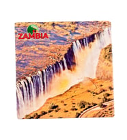 Zambiya Temalı Taş Bardak Altlığı (Çok Renkli)
