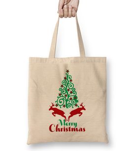 Yılbaşı Yeni Yıl Konseptli Merry Christmas 01 Bez Çanta Uzun Saplı