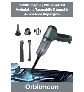 Özel Üretim Vakumlu 12000Pa Çekiş 2000mAh Pil Aydınlatma Taşınabilir Otomatik Akülü Araç Süpürgesi