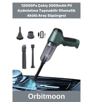 Özel Üretim Vakumlu 12000Pa Çekiş 2000mAh Pil Aydınlatma Taşınabilir Otomatik Akülü Araç Süpürgesi