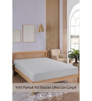 Penye-Likralı Lastikli Çarşaf, 100×200 Tek Kişilik %100 Pamuk-Elastan Örme Kumaş, 200 gr/m² (Açık Gri)