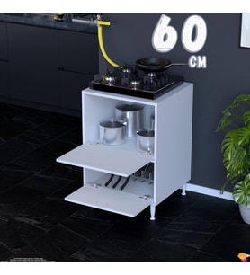 Eliusta Vesta 60 cm İki Kapaklı Çok Amaçlı Set Üstü Ocak Dolabı Fırınlık Kiler Modülü 60x87x56 cm Beyaz