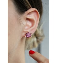 925 Ayar Gümüş Mor Lotus Çiçeği Küpe - K097101