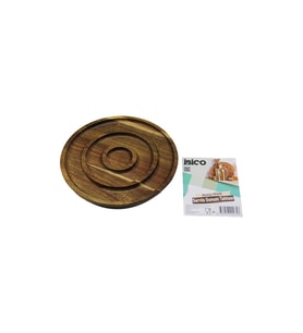 AKASYA YUVARLAK  2 BÖLMELİ=1+1  AHŞAP SERVİS SUNUM TEPSİ - TAHTASI  20 X 1.4CM