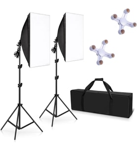 Softbox 4 Duylu Ikili Sürekli Işık Seti Foto Video Ürün Çekim Makyaj 50x70 Softbox Çantalı