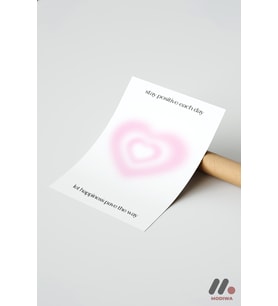 Stay Positive Kalp Aura, Çerçevesiz Yüksek Kalite Duvar Afişi - Kişiye Özel Hediye
