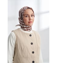 NETWORK DESEN TWILL İPEK EŞARP - 4307 (Kahverengi)