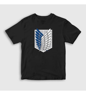Presmono Unisex Çocuk Siyah Scout Anime Attack On Titan T-Shirt 124802tt