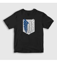 Presmono Unisex Çocuk Siyah Scout Anime Attack On Titan T-Shirt 124802tt