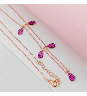 Gümüş Damla Model Zirkon Taşlı Kolye 925 Ayar