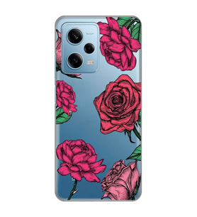 Redmi Note 12 Pro 5G Uyumlu Gül Desenli Şeffaf Telefon Kılıfı