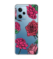Redmi Note 12 Pro 5G Uyumlu Gül Desenli Şeffaf Telefon Kılıfı