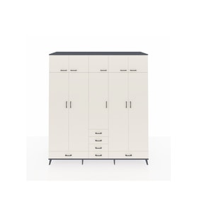 Kronos Dolap 6 Raflı 6 Çekmeceli 4 Askılı 220x59x243 Antrasit-Aytaşı/Aytaşı