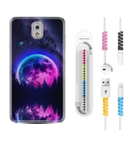 Samsung Note 3 4 5 8 9 20 Ultra 10 Lite Kılıf Kablo Koruma Spiral Silikon Star Planet 1652