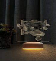 3D Uçak Tasarımlı Kişiye Özel İsimli  Led Masa Lambası Doğum Günü Hediyesi Lamba