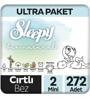 Sleepy Bio Natural U ltra Paket Bebek Bezi 2 Numara Mini 272 Adet