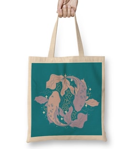 Pisces Fish lilac Bez Çanta Uzun Saplı