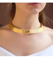 925 Ayar Gümüş Üzeri Gold Kaplama Osmanlı Tuğralı 7 Sıra Gümüş Trabzon Gerdanlık