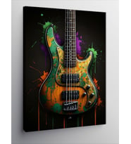 Kanvas Tablo Renkli Desenli Gitar