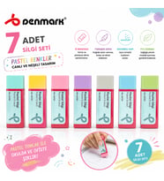 Penmark Pastel Renk Silgi Seti 7 Adet Yumuşak Silgi Canlı renkler