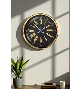 River World Duvar Saati 52 cm  Metal Gold Prime Aurea