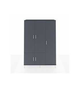 Hyperion Dolap 7 Raflı 5 Kapaklı Tek Askılı 132x44x195 Antrasit-Antrasit/Çam