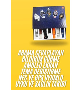 7 Kordonlu Akıllı Saat Siyah Kasa Dokunmatik Ekran Uyku Takibi