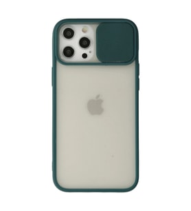 Apple İphone 12 Pro Max Kılıf Palm Buzlu Kamera Sürgülü Silikon - Yeşil