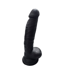 Gerçekçi Testisli Siyah Dildo 20 cm
