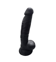 Gerçekçi Testisli Siyah Dildo 20 cm