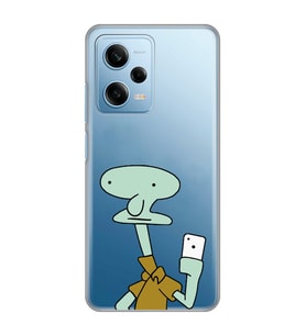 Redmi Note 12 Pro 5G Uyumlu Squidward Selfie Tasarımlı Şeffaf Telefon Kılıfı